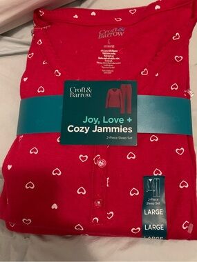Pretty red Croft and barrow cozy pajamas. New!